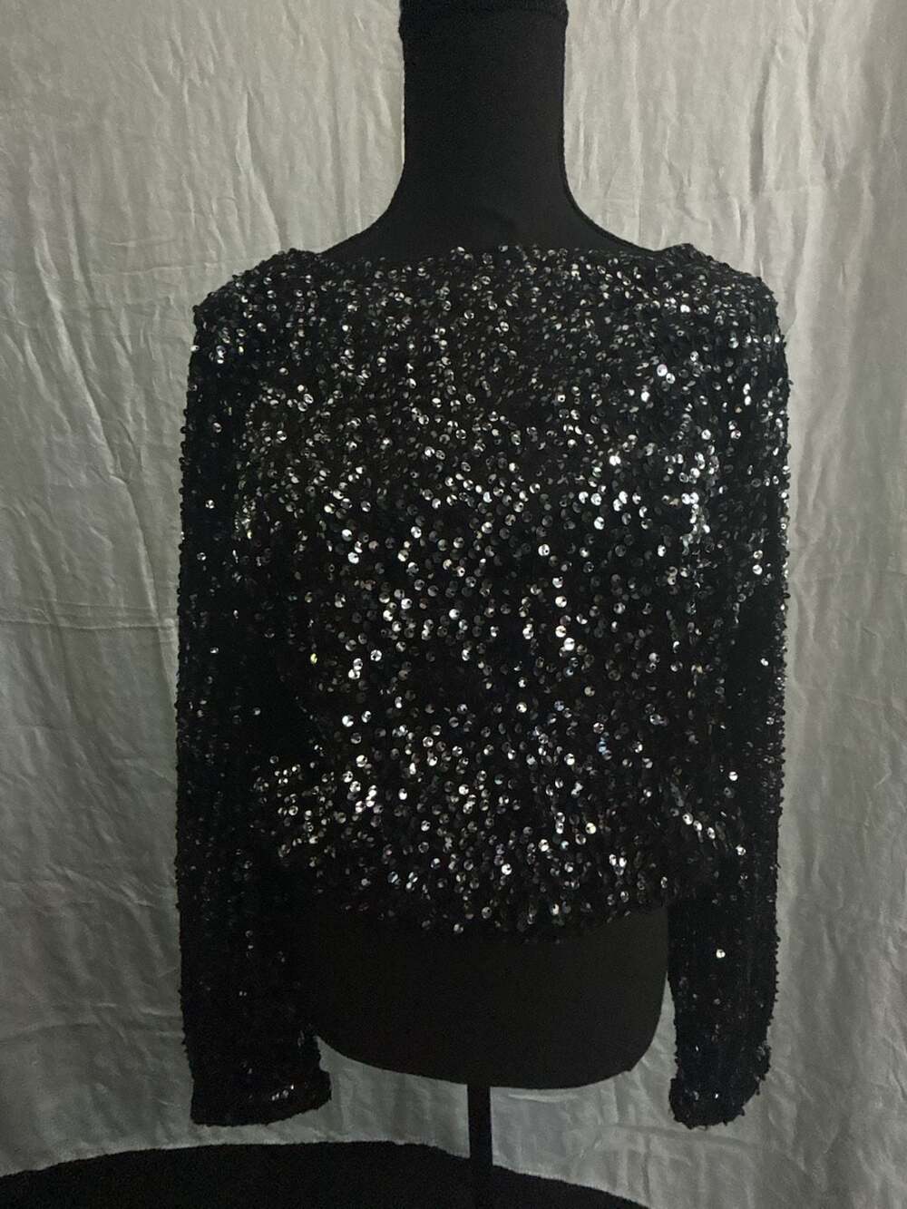 Molly Bracken Black Sequin Party Top